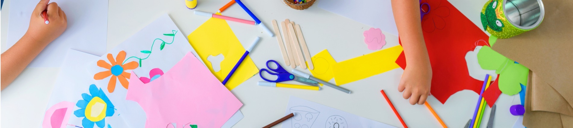 A table with craft supplies