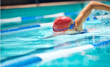 woman in lane in pool