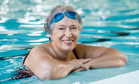 older adult in pool