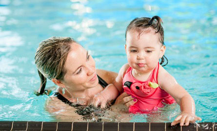 mom and child in water