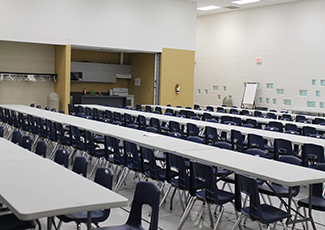 meeting room with tables and chairs