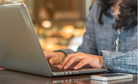 woman on her computer