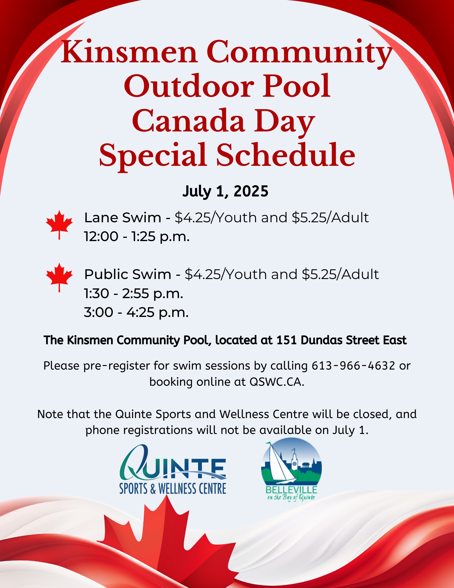 Canada Day Special Schedule poster