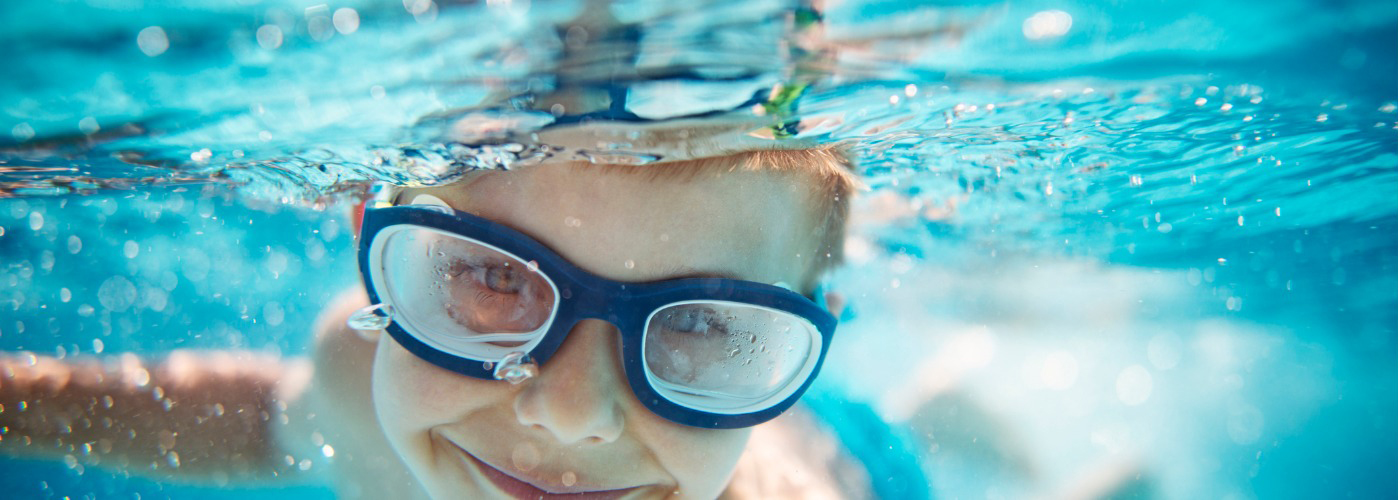 little boy in pool