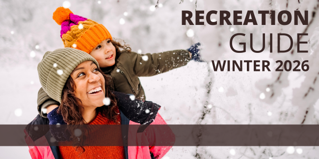 Daughter on Mother's back walking through a winter snowy forest