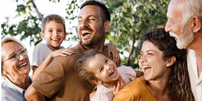 cheerful extended family