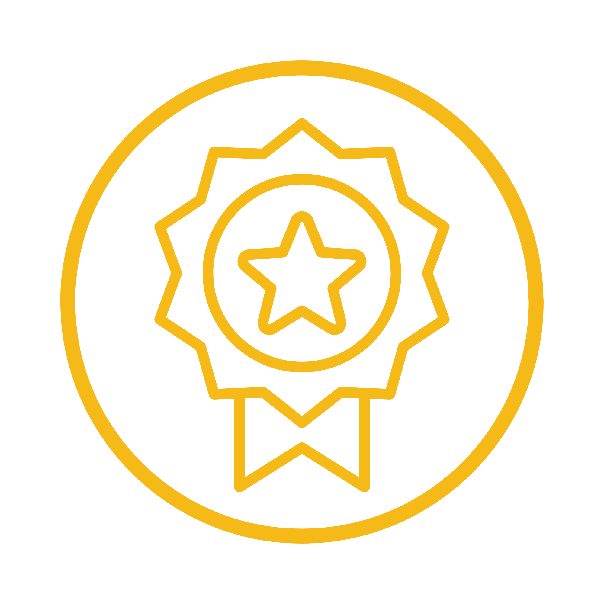 Yellow circle with yellow ribbon icon in the centre depicting long running successful program