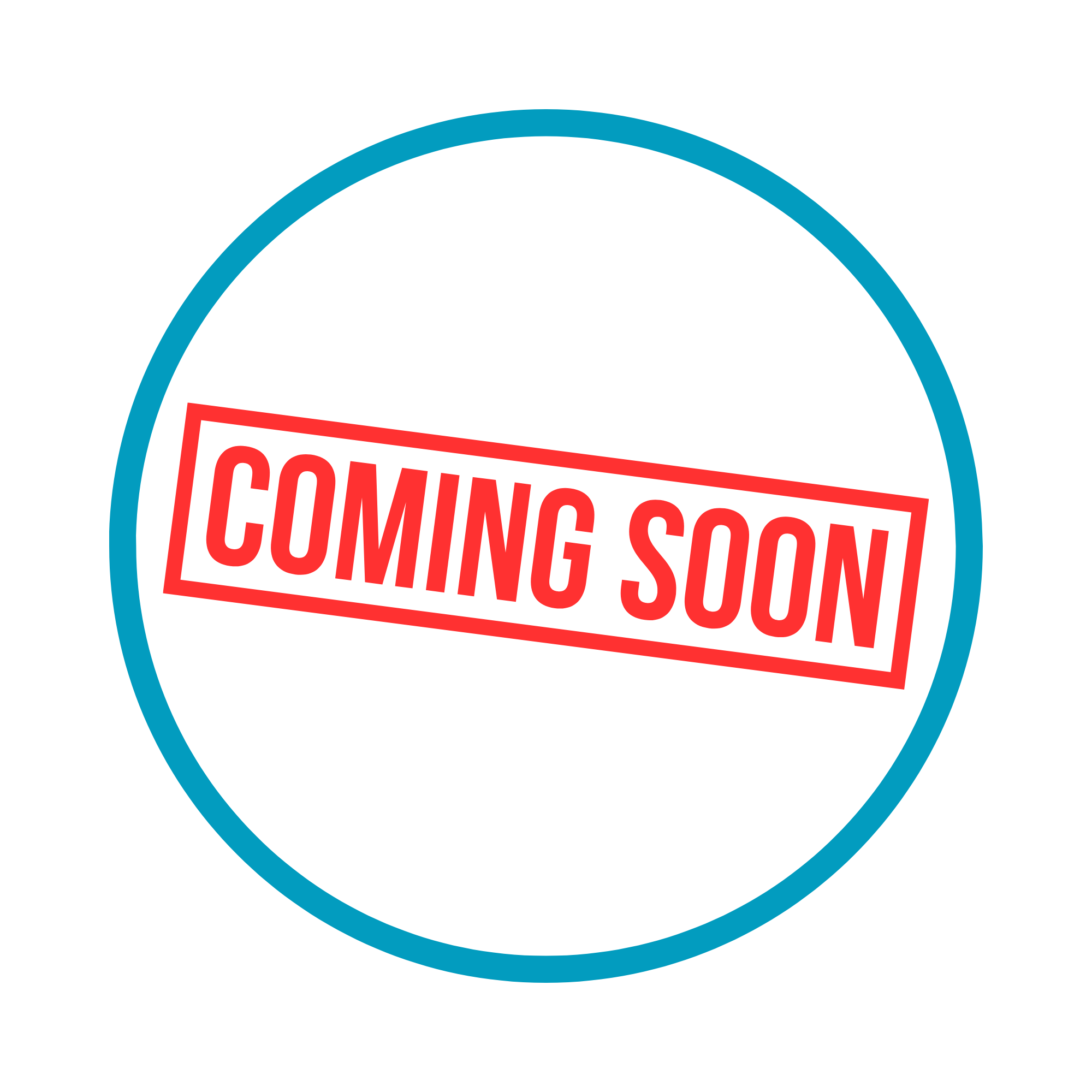 Blue circle outline with coming soon in the middle, depicting that the online donation button will be added shortly.